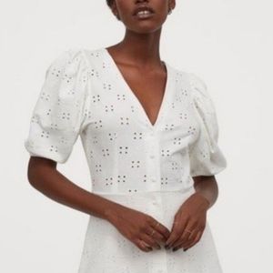 NWOT H&M White Eyelet Dress Size Medium